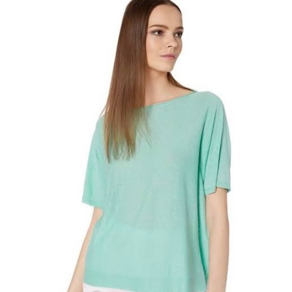 Eileen Fisher- Organic/Linen Blend Bateau Neck Top - Picture 2 of 8